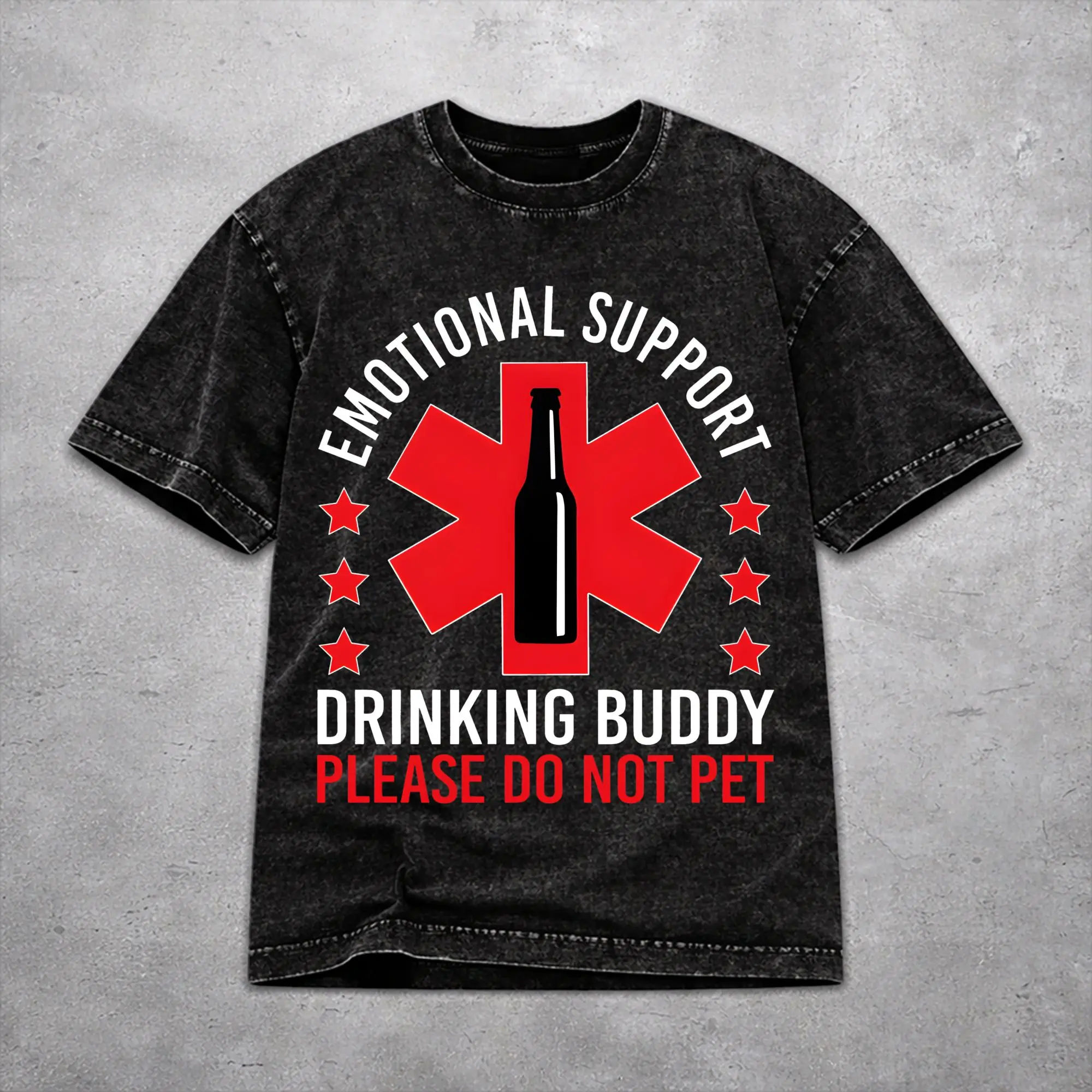 Vintage Emotional Support Drinking Buddy Beer Merch T Shirt for Men Women  Washed Cotton Tee Shirt Clothes