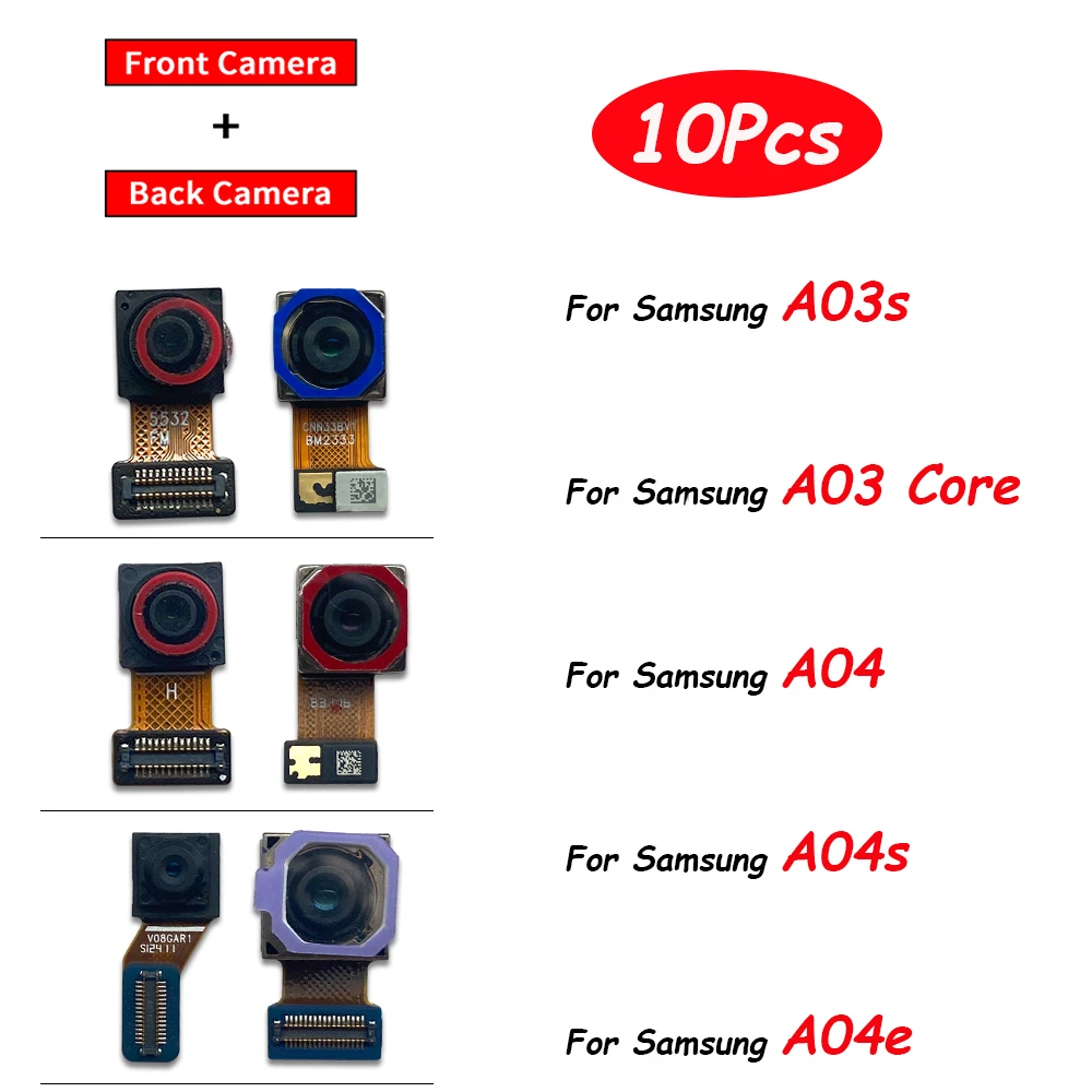 

10 шт., для Samsung A03 Core A04S A04 A03S A04E, задний большой основной модуль камеры и модуль фронтальной маленькой камеры, гибкий кабель для замены