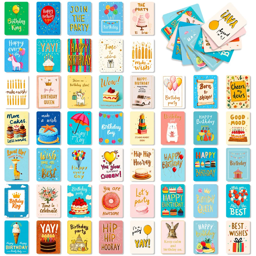 

50 Birthday Cards Designs Happy Birthday Cards Set, Family Greeting Cards for Family, Kids, Friends, Work and Office Celebration