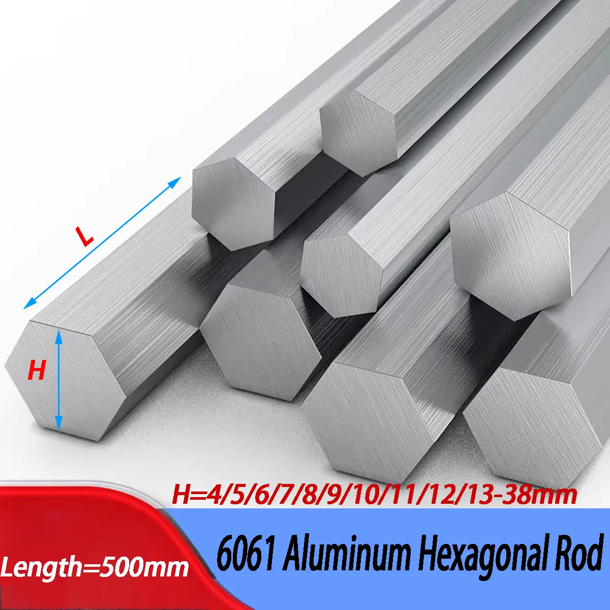 

Length 500mm 6061 Aluminum Hexagonal Rod,Opposite Hexagonal Rod 4/5/6/7/8/9/10/11/12/13-38mm