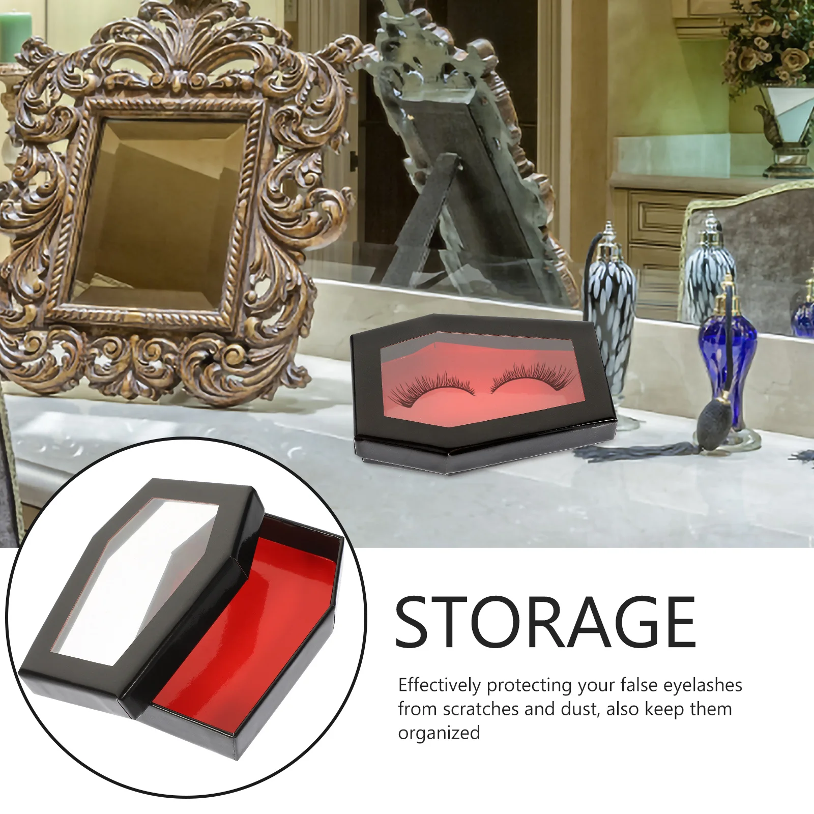 

Coffin Shaped False Eyelash Storage Case PVC Material Easy to Clean Organize Portable Organizer for Makeup