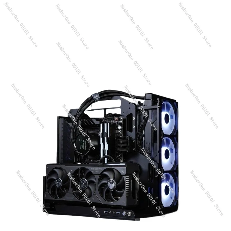 Open Frame PC Case ATX Support RTX 50 Series GPU Water Cooling Gaming Test Bench Acrylic Transparent Vertical Mount DIY Chassis