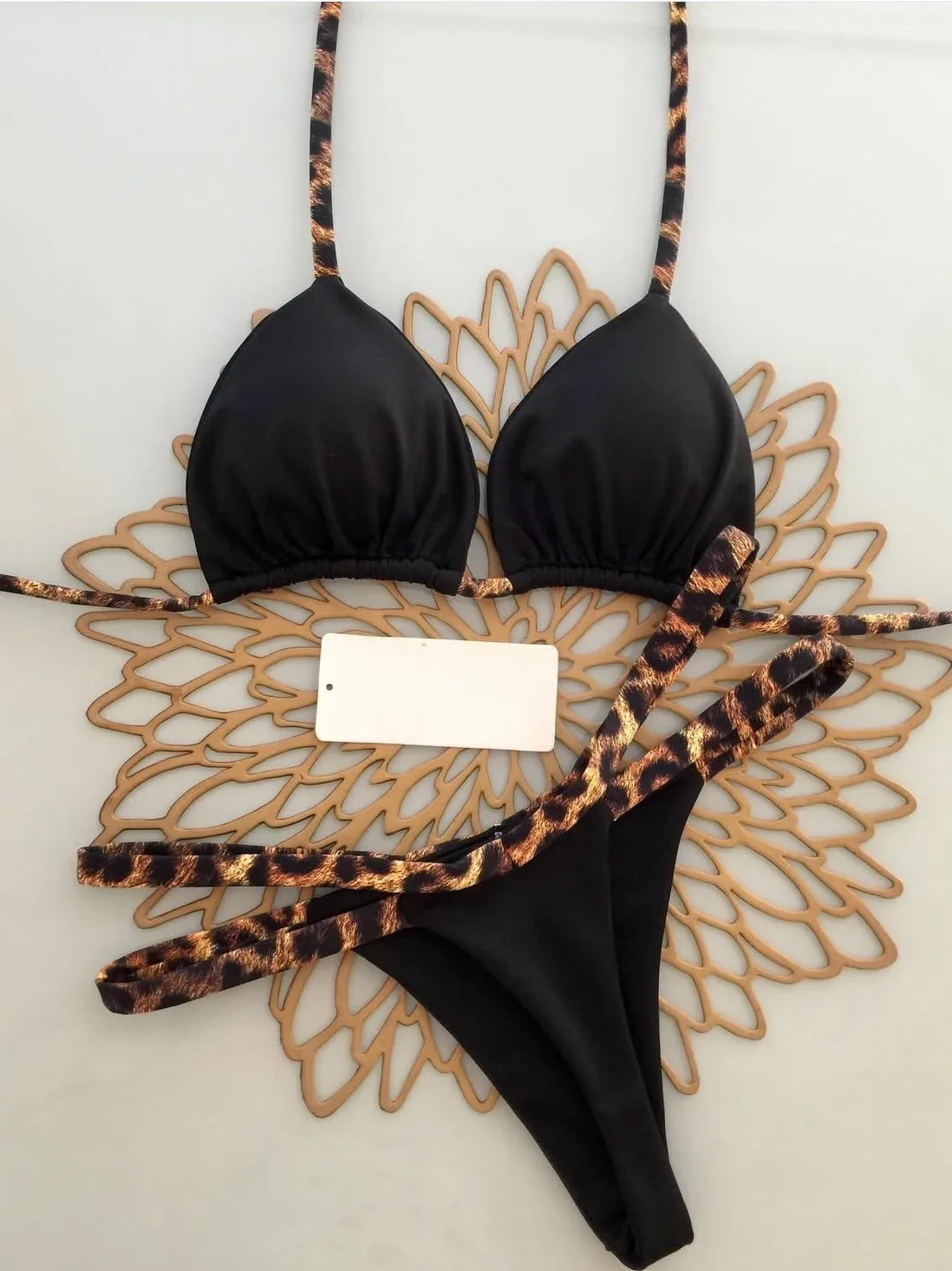 

Элегантное бикини в стиле пэчворк с животным принтом и цветовыми блоками, с ультравысокой талией, со съемными вставками, для пляжного отдыха и курортов