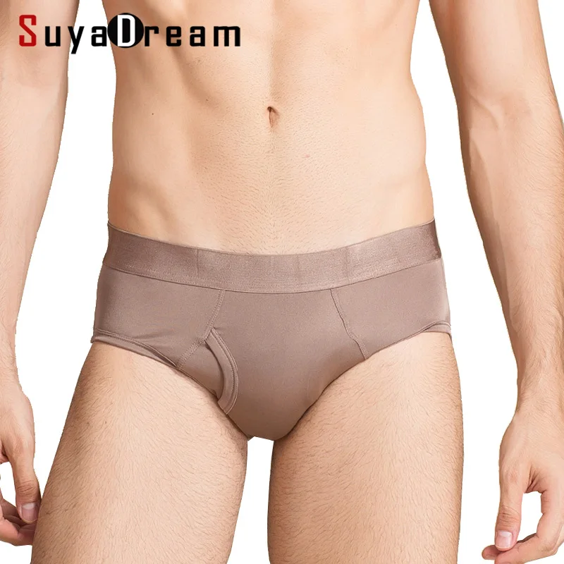 Männer Seide Höschen natürliche Seide Slips mittel hohe Unterwäsche Herren gesunde Dessous solide Marine Khaki Silber neu