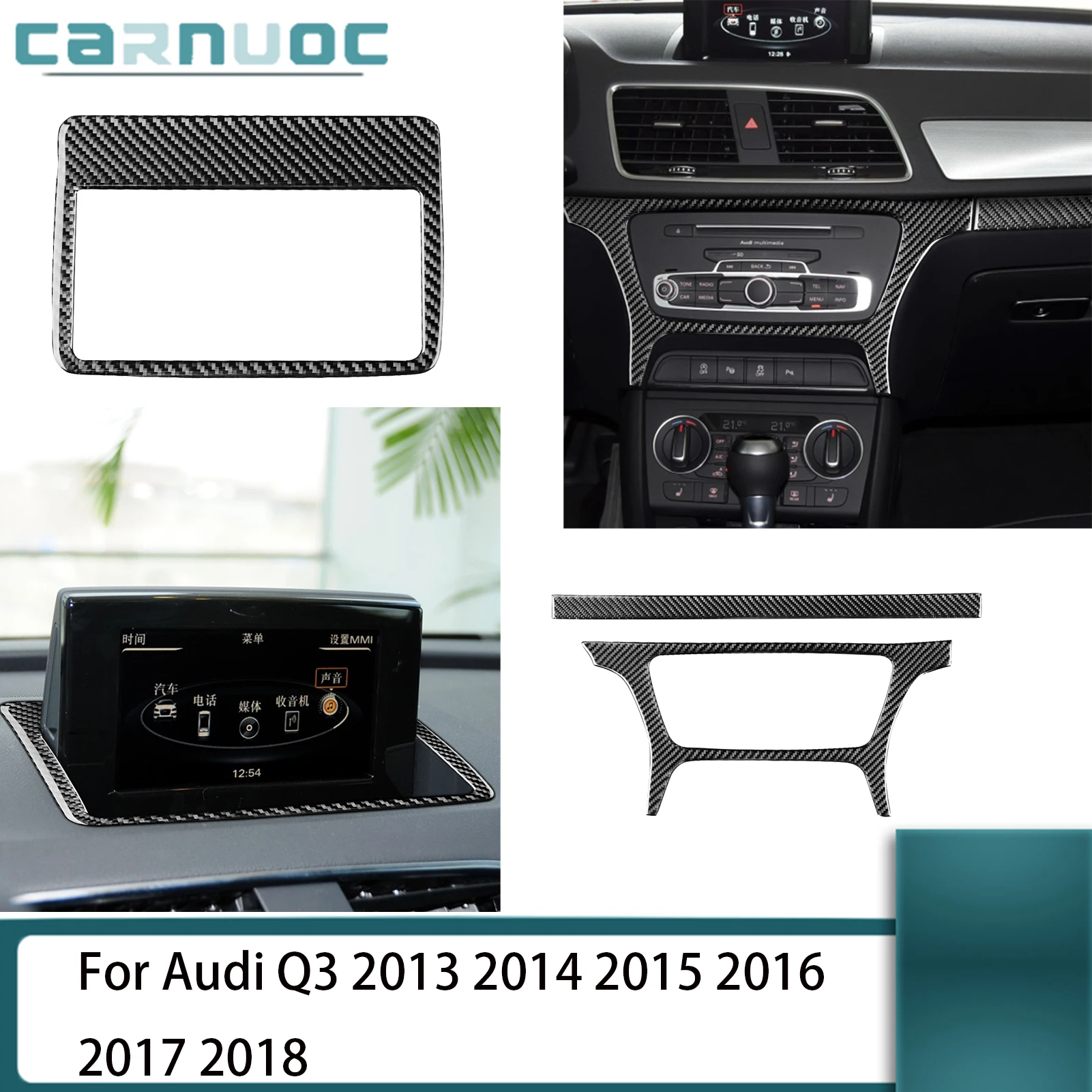 Carbon Fiber Various Parts Black Styling Stickers For Audi Q3 2013 2014 2015 2016 2017 2018 Car Interior Decorative Accessories