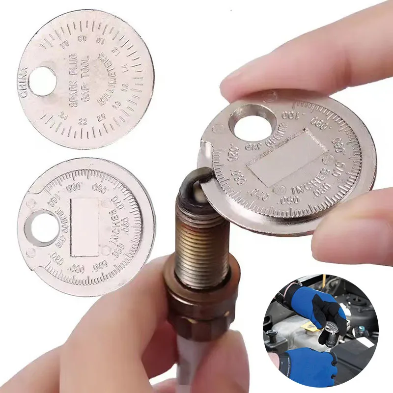 

1PC 0.6-2.4mm Range Coin-Type Spark Plug Gage Gap Tool Feeler Spark Plug Gap Measurement Tool Thickness Detection