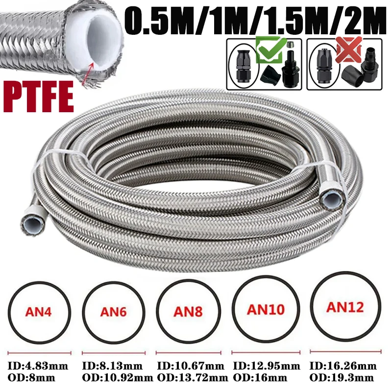 0,5 м/1 м/1,5 м/2 м 3AN 4AN 6AN 8AN 10AN E85 PTFE топливный шланг, линия охлаждения масла и газа, турботруба, Тормозная трубка 304 из нержавеющей