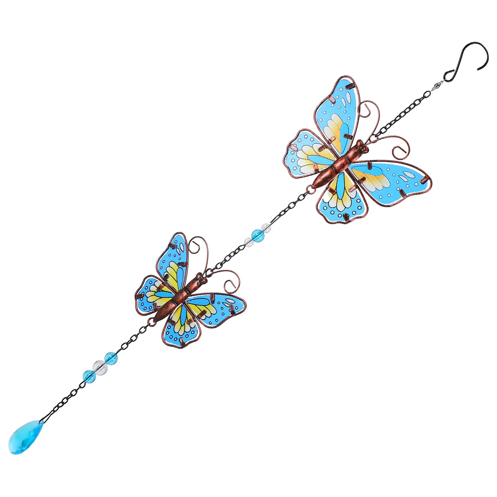 

Double Butterfly Wind Chime Hanging Decor Painting Outdoor Garden Decoration Yard Patio Fence Ornament