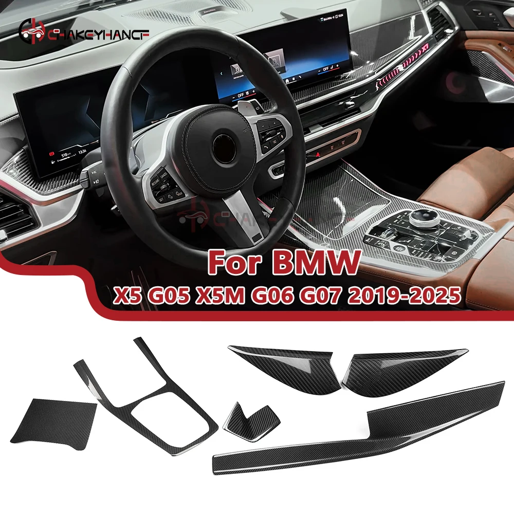 

Настоящее углеродное волокно, приборная панель автомобиля, консоль переключения передач, крышка, аксессуары для интерьера для BMW X5 G05 X5M X7 G07 2020-2025