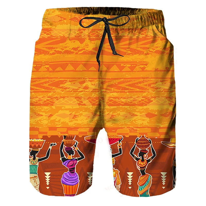 New African Men Beach Shorts Summer Swimwear Shorts Men Surfing Board Shorts Quick Dry Casual Sportwear Swimming Trunks Boy