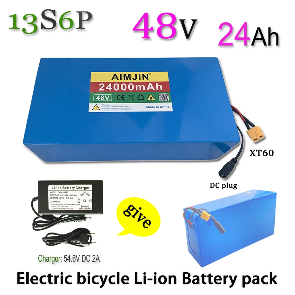 

48V 24000mAh 13S6P Li-ion Battery Pack 2000W Citycoco Motorized Scooter Battery Built In 50A BMS+54.6V Charger