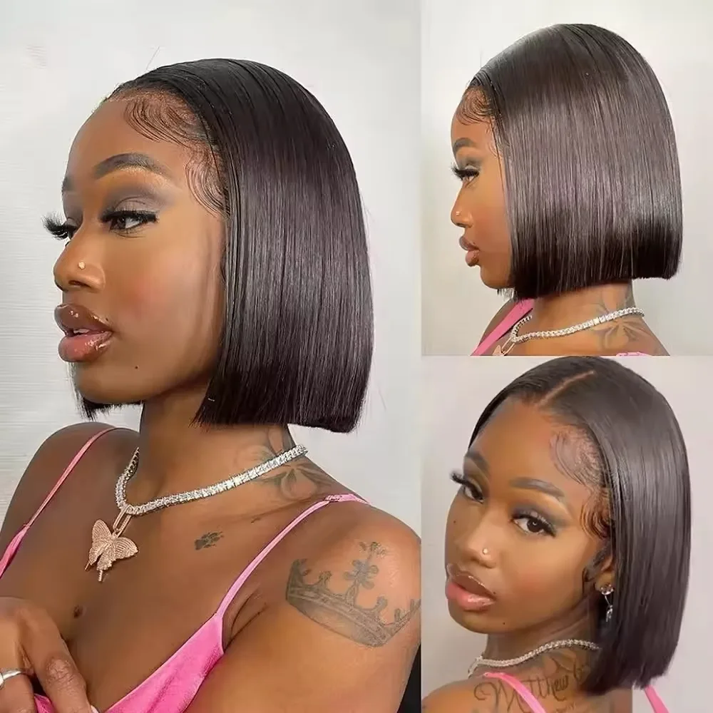 Real 200% 13x4 Bob Lace Front Human Hair Wig Raw Vietnamese Transparent Preplucked Hairline Human Hair hd Lace Frontal Wigs 13x6