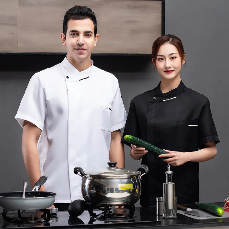 Uniforme de chef de style chinois respirant pour hommes et femmes, salopette à manches longues, vêtements de travail, salle à manger d'hôtel, cuisine, été