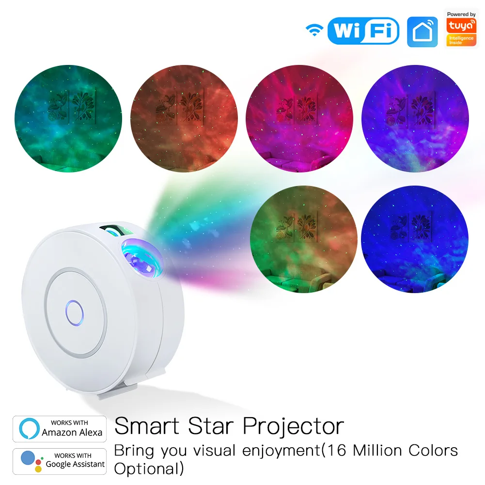 Projecteur Laser Tuya Smart Star WiFi, Ciel Étoilé Ondulant, Veilleuse LED Colorée, Commande Sans Fil, Compatible Alexa