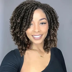Short Synthetic Dreadlock Wig Afro Crochet Twist Hair Wigs For Black Women Curly Naturel Soft Faux Locs Wig