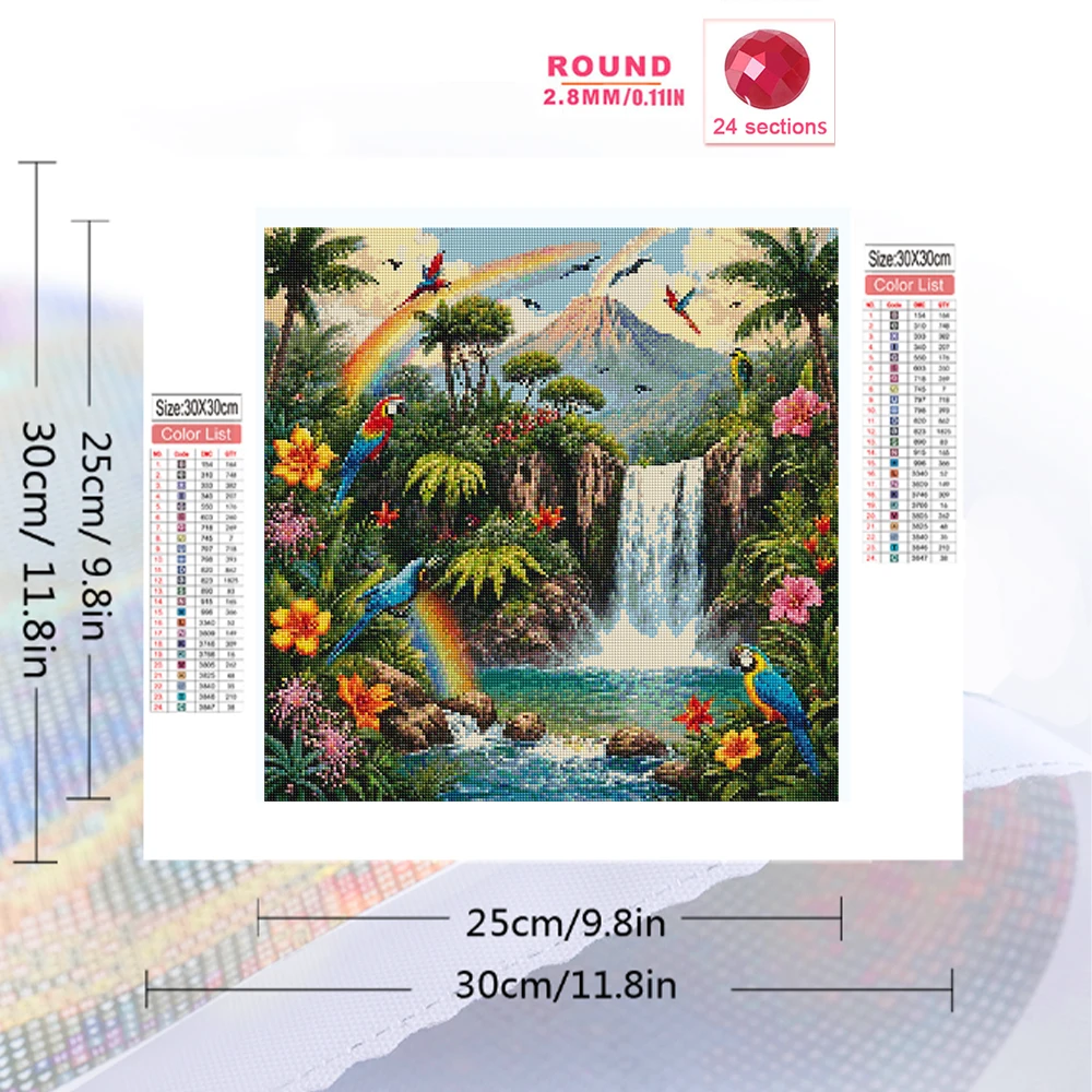 Evershine Landscape Diamond Mosaic Volcano Full Square Painting Parrot Cross Stitch Embroidery Waterfall 5D DIY Home Decor