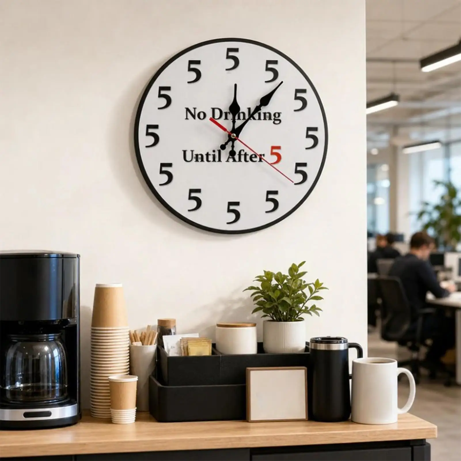 creative Wall Clock 25x25cm Modern Funny Easy Read Non-Ticking No Drinking Silent Wall Clock Decorative Watch For Bedroom Home