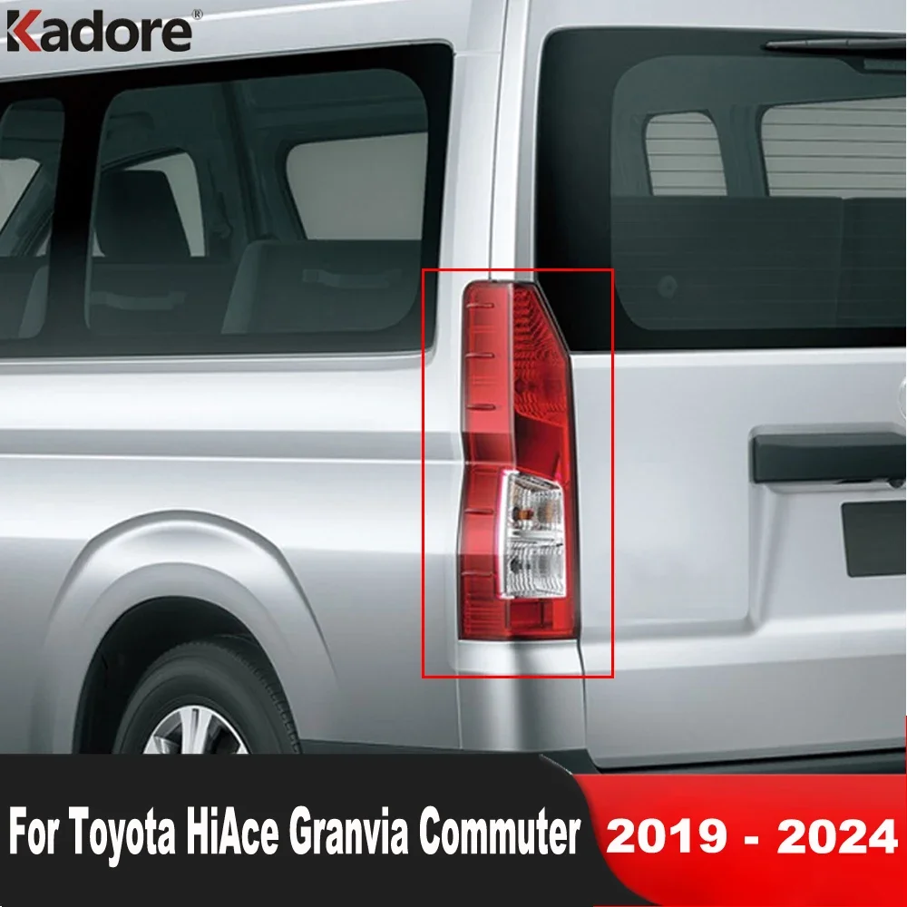 For Toyota HiAce Granvia Commuter 2019-2023 2024 Black Car Rear Tail Light Lamp Cover Trim Taillight Frame Trims Accessories