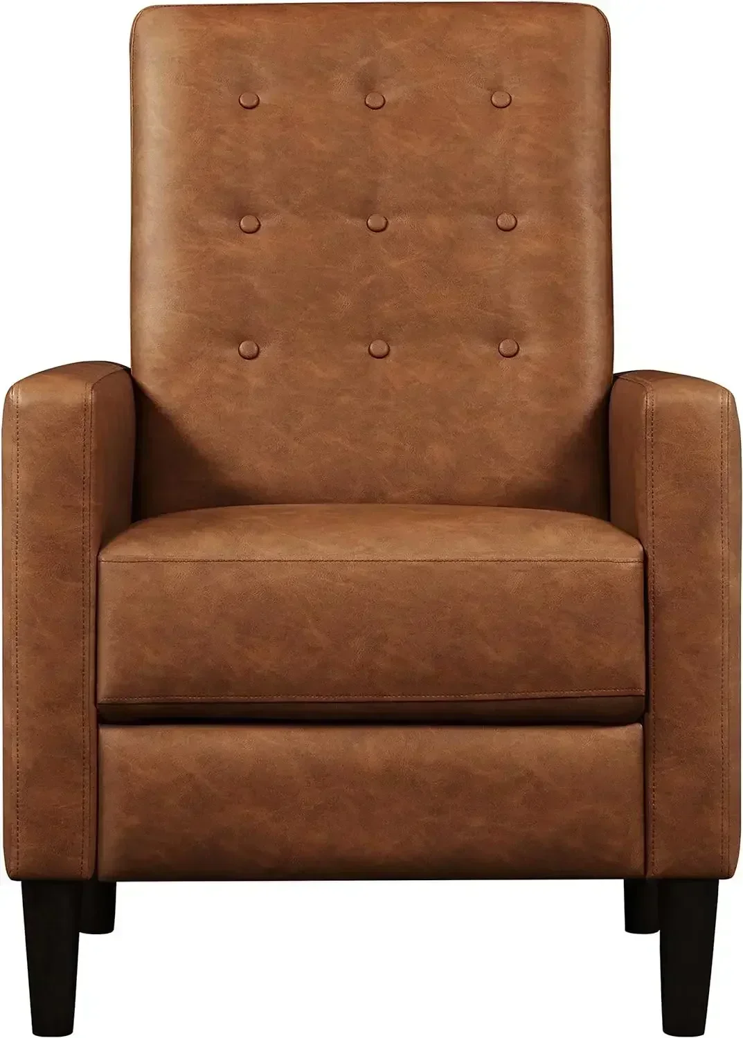 

Faux Leather Recliner Sofa Mid-Century Modern Single Reclining Chair Adjustable Back & Footrest Tufted Upholstered Sofa Brown