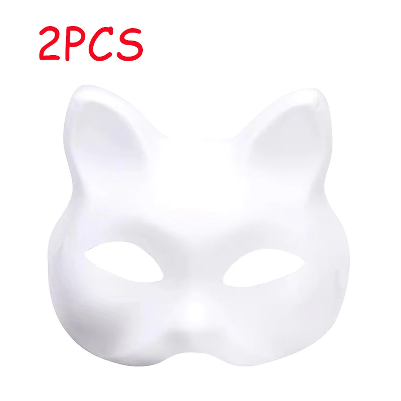 1/2/3/5/8/10pcs Masquerade Cat Face Masks DIY Party Masks Props Paintable Blank Masks Party Cosplay Accessories