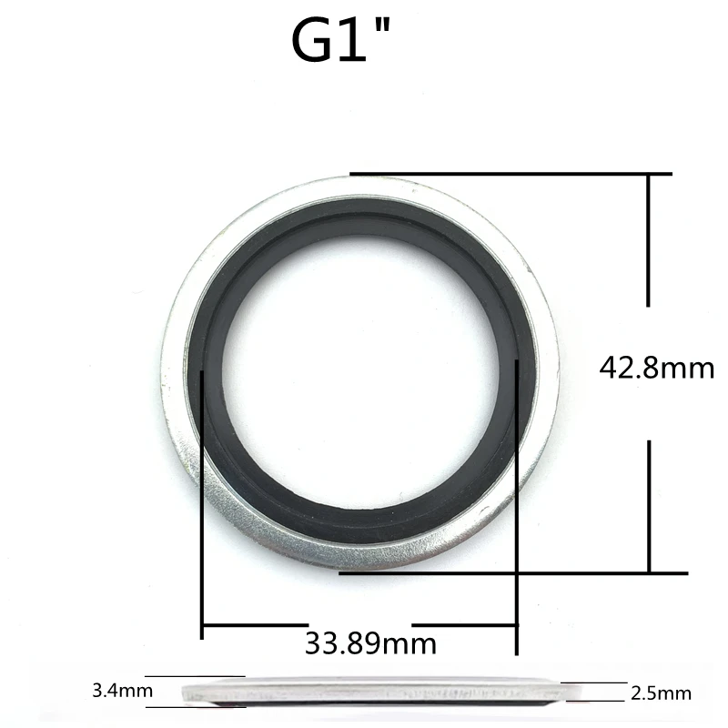 Carbon Steel And Stainless Steel+Rubber FKM British Oil Drain Plug Gaskets Sealing Ring G1/8~G2 Combination Gaskets Sealing Ring