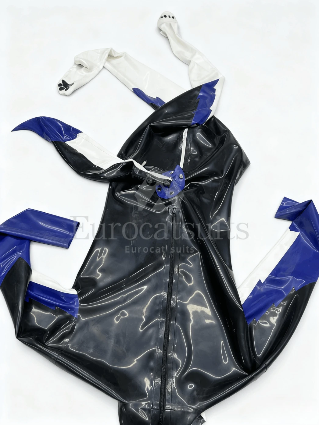 

Резиновый комбинезон по индивидуальному заказу, мужской черный латексный боди, синий, белый цвет, с длинными рукавами, на молнии спереди, модная праздничная одежда, косплей