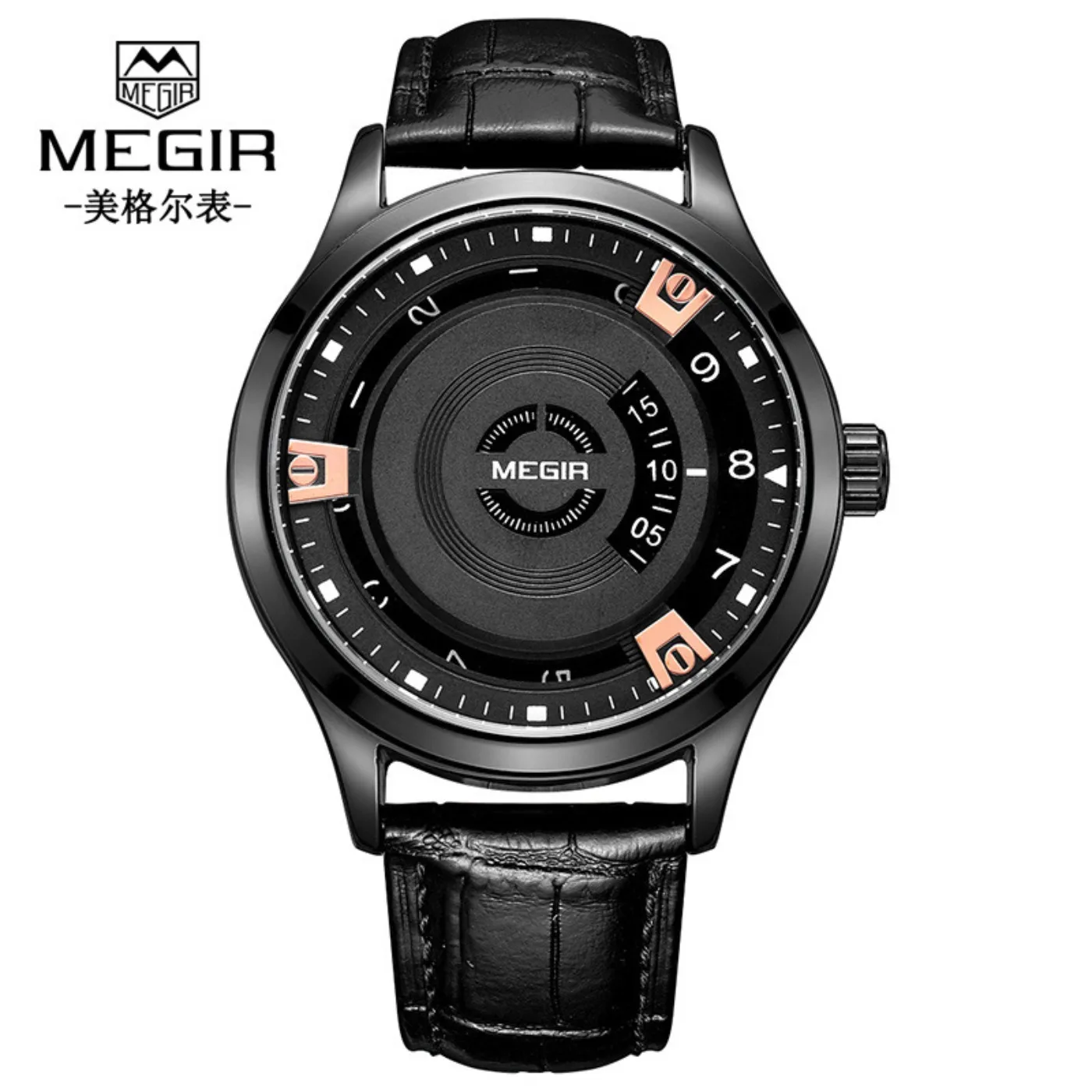 MEGIR Men Watches Luxury Leather Strap Sport Military Watch Male Clock Waterproof Casual Quartz Wristwatch Reloj Hombre 1067 - view 2