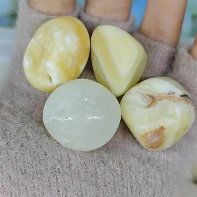 500G Natural Yellow Caclite Tumbled Stone Gemstone Bulk Reiki Healing Stone Home Decor Rocks Holiday Gift