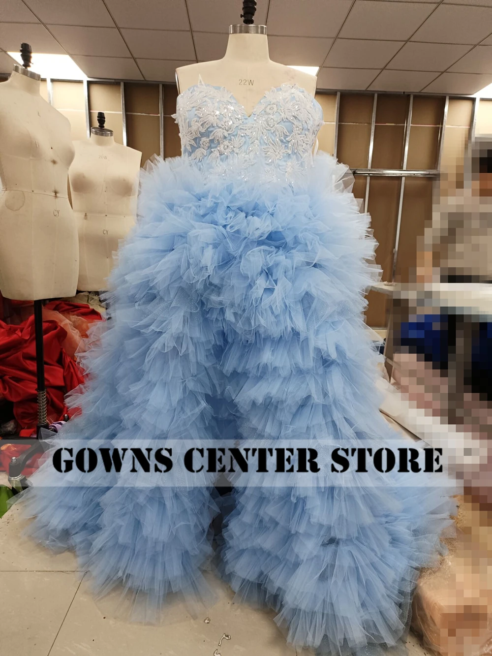 Light Sky Blue Prom Dresses 2024 For Black Girls Tulle Pleat Formal Occasion Gowns Sweetheart Wedding Party Dress Customized