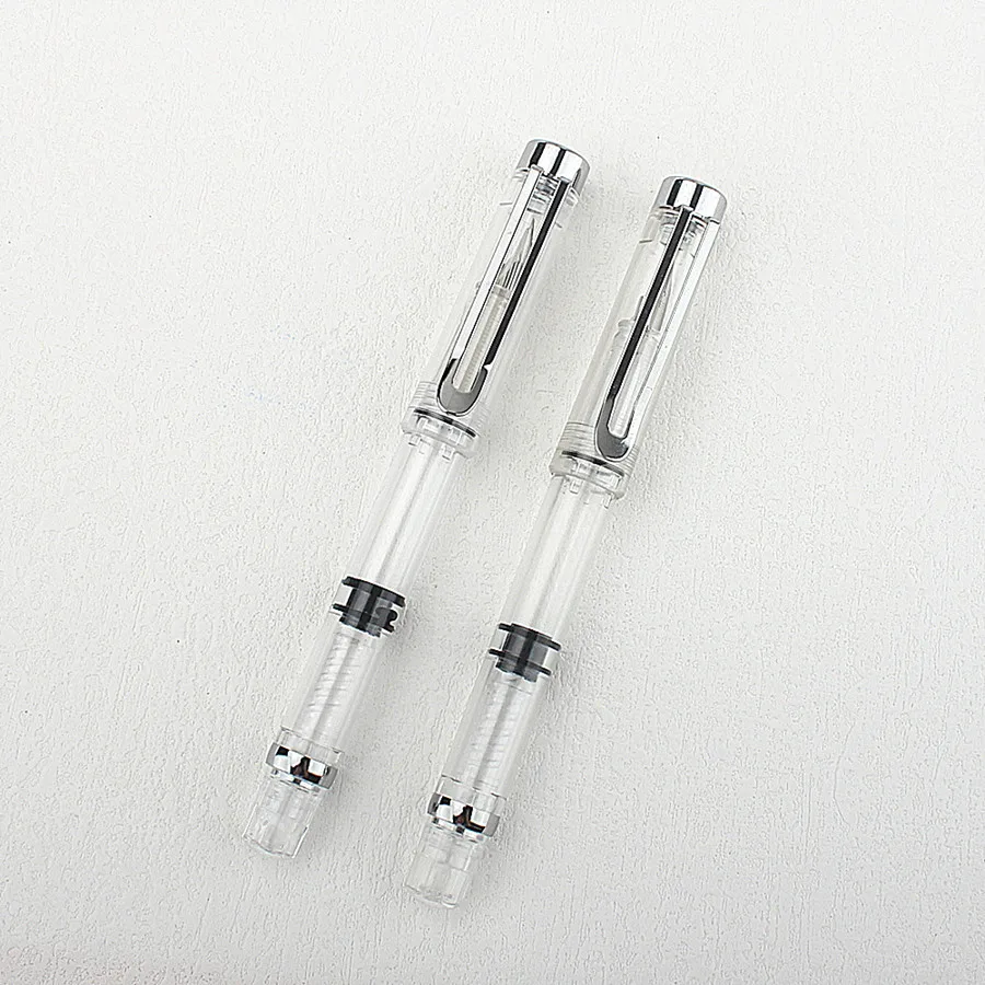 Special Offer Piston Fountain Pen Fine Nib 0.5mm Transparent Piston Ink Pen School Business Office Gift Writing Pen