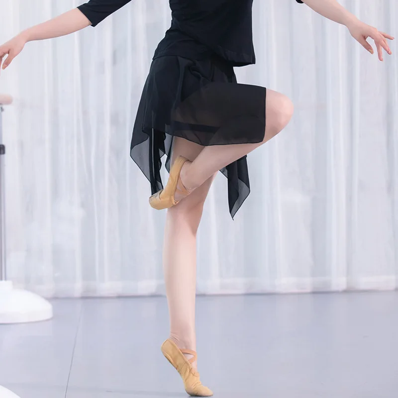 

Юбка для латинских танцев, женская новая танцевальная одежда, черная шифоновая короткая газовая юбка для танцев, тренировочная одежда для взрослых