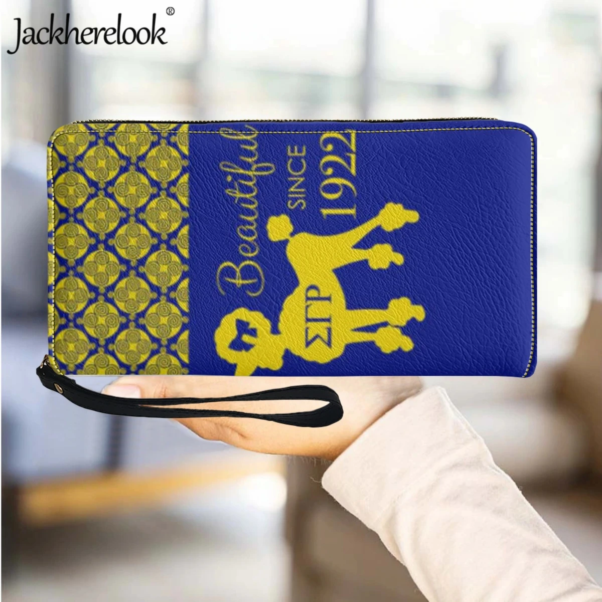 Jackherelook Sigma Gamma Rho Sorority1922 Women's Luxury Brand Long Wallet PU Leather Wrist Wallet Clutch Bank Card Holder Purse