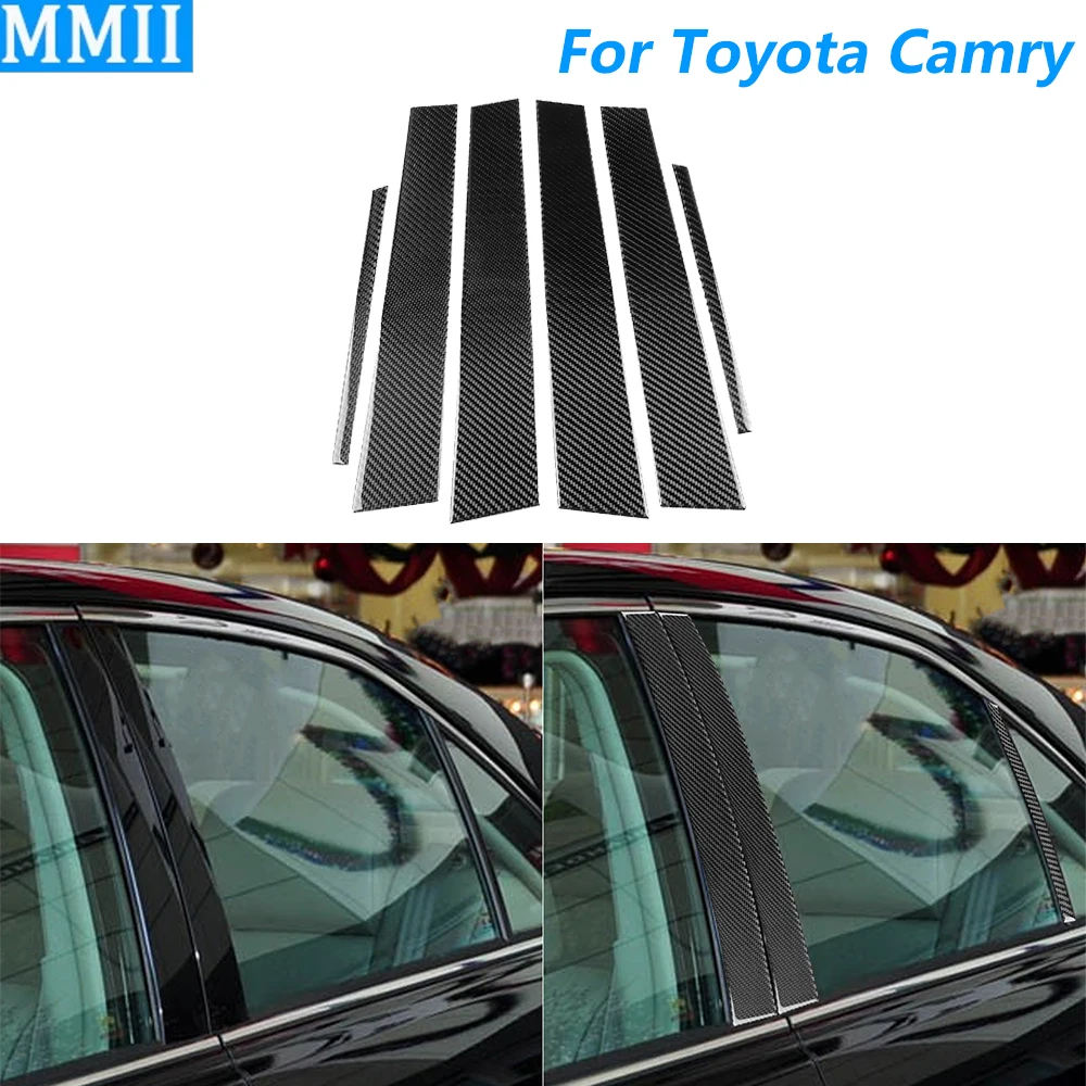 

Для Toyota Camry 2006-2011: Декоративная накладка на внешнюю дверную панель B-стойки из настоящего карбона, аксессуар для автомобиля, декоративная наклейка