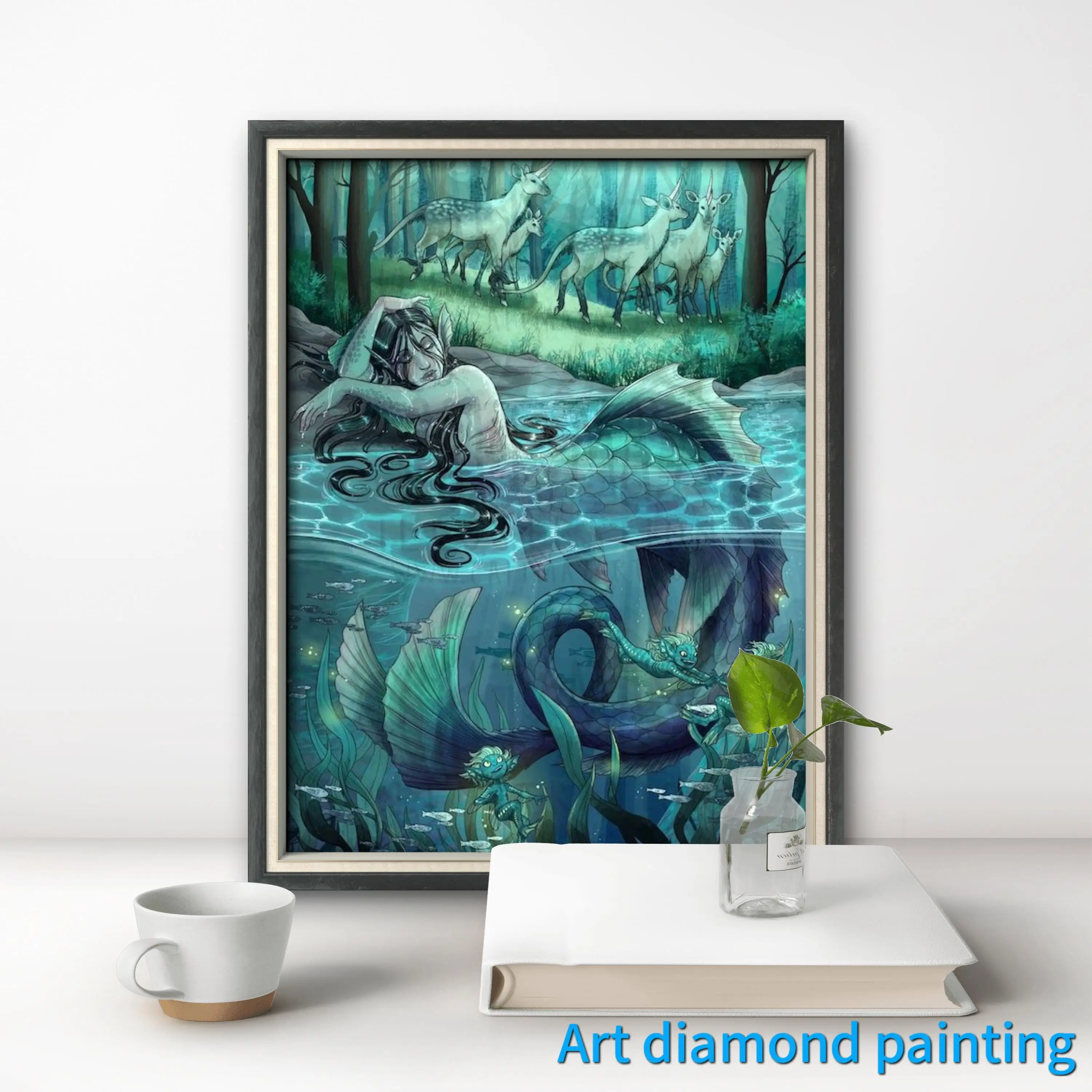 Serie scura Pittura diamante 5D AB Ricamo Fantasia Scheletro Sirena Punto croce Mosaico Immagine Artigianato Decorazioni per la casa Regalo