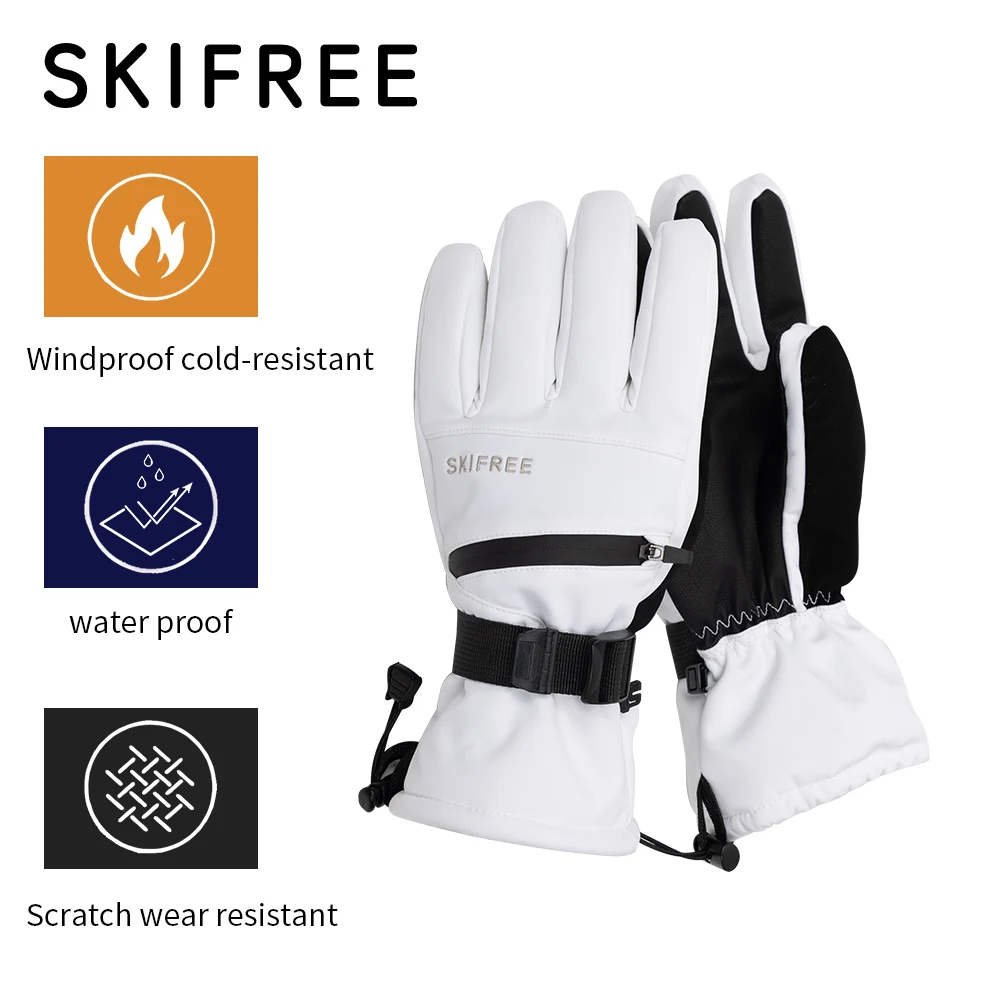 

SKIFREE S4 Тёплые водонепроницаемые лыжные перчатки – Сенсорный экран, Ветрозащита, Теплоизоляция, Прочный PU, Карман для карт
