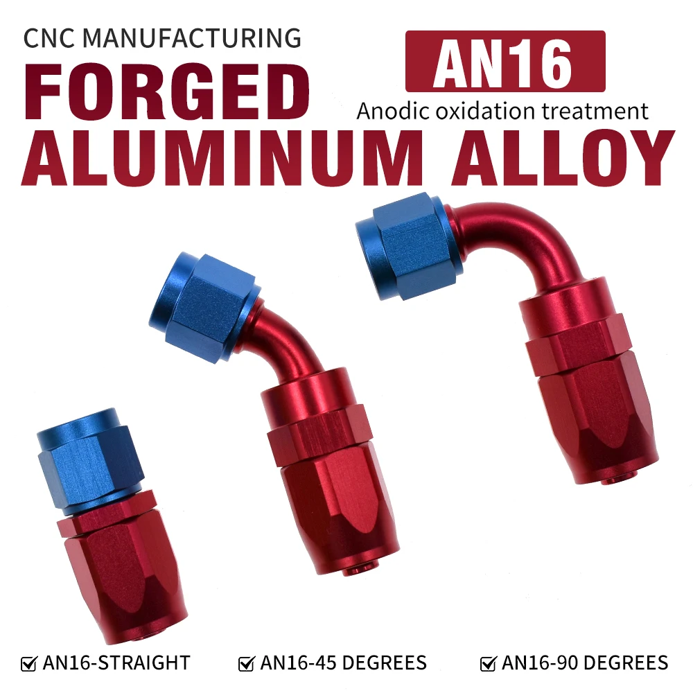 

Universal Oil Fuel Swivel Hose End Fitting AN16 Straight 0°/45°/90°/120°/150°/180°Oil Hose End Adaptor Kit Forged Aluminum Alloy