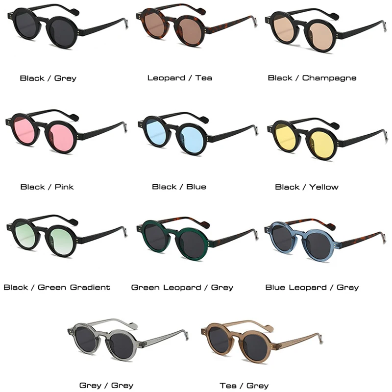 SO&EI Retro małe okrągłe okulary przeciwsłoneczne damskie moda przezroczyste soczewki oceaniczne odcienie UV400 męskie nity modne punkowe okulary przeciwsłoneczne — zdjęcie 7