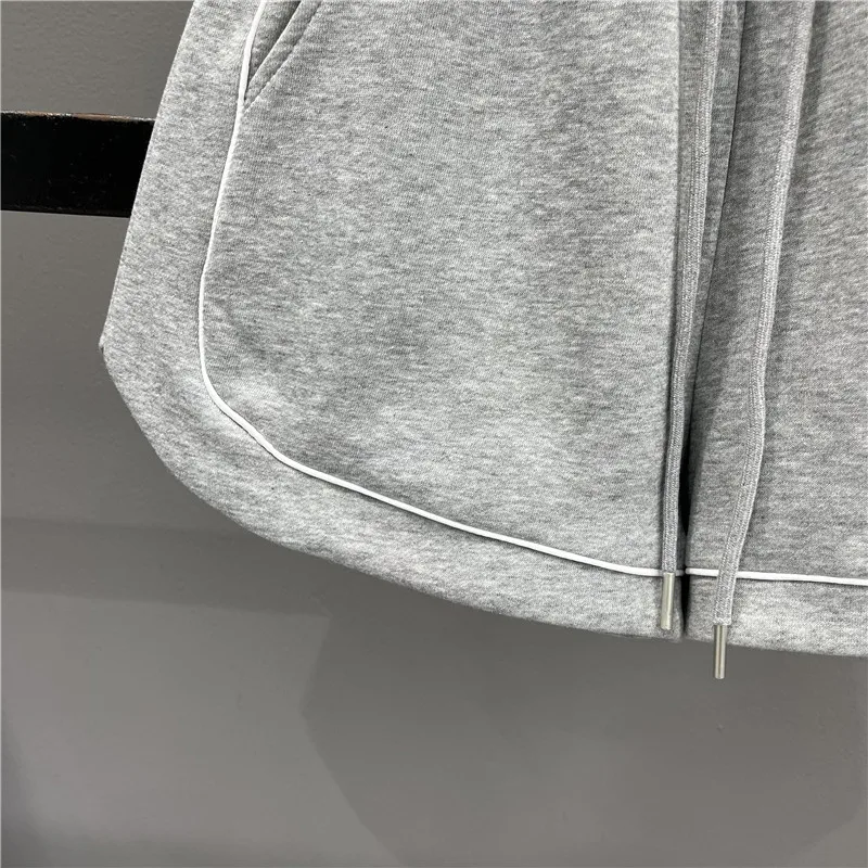 여성용 고탄성 허리 반바지, 드로스트링 대비 색상, A 라인 와이드 레그 스웻팬츠, 스포츠 캐주얼 패션, 여성 의류