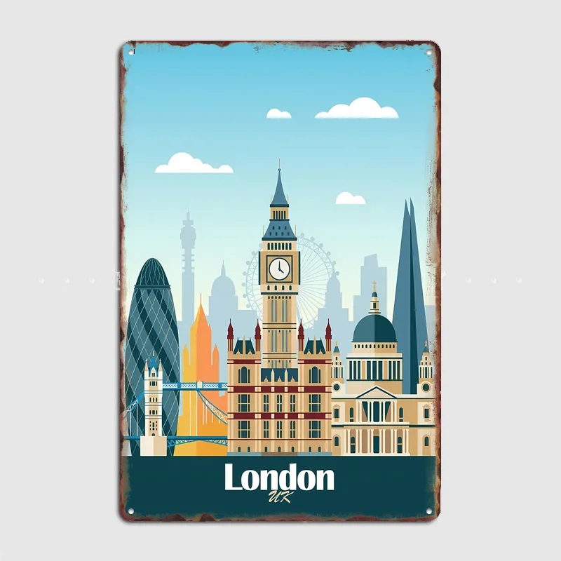 London Travel Poster Metal Sign Life Wall Custom Bedroom Indoor Home Wall Decor Posters Room Decoration