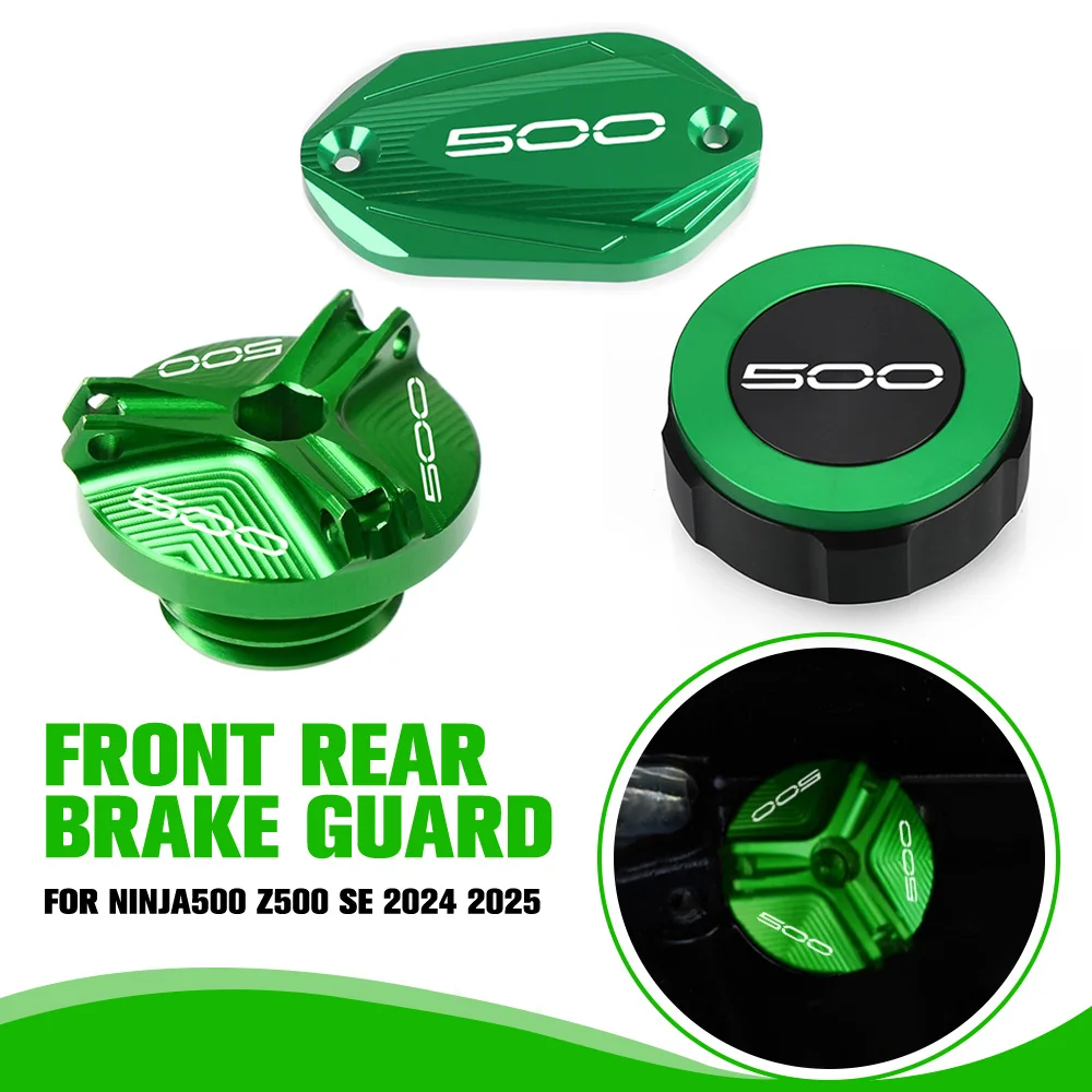 

For Kawasaki Ninja500 Z500 Ninja 500 Z 500 SE 2024 2025 Motorcycle Front Rear Brake Fluid Reservoir Engine Oil Filler Cap Cover