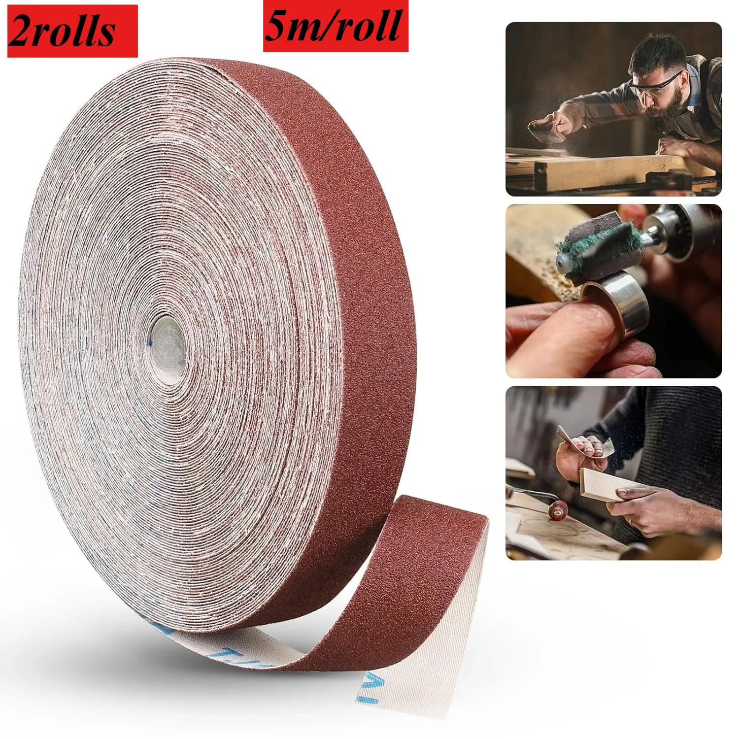 

2rolls Multifunctional Hand-teared Sandpaper Rolls Manual Sanding Strips Large Rolls Of Sandpaper For Wood Polishing Putty Grind