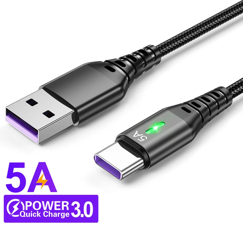 5A USB Type C Cable Fast Charging Mobile Phone Universal Charger Type-C Data Cord For Huawei P40 Mate 30 Xiaomi Redmi Samsung