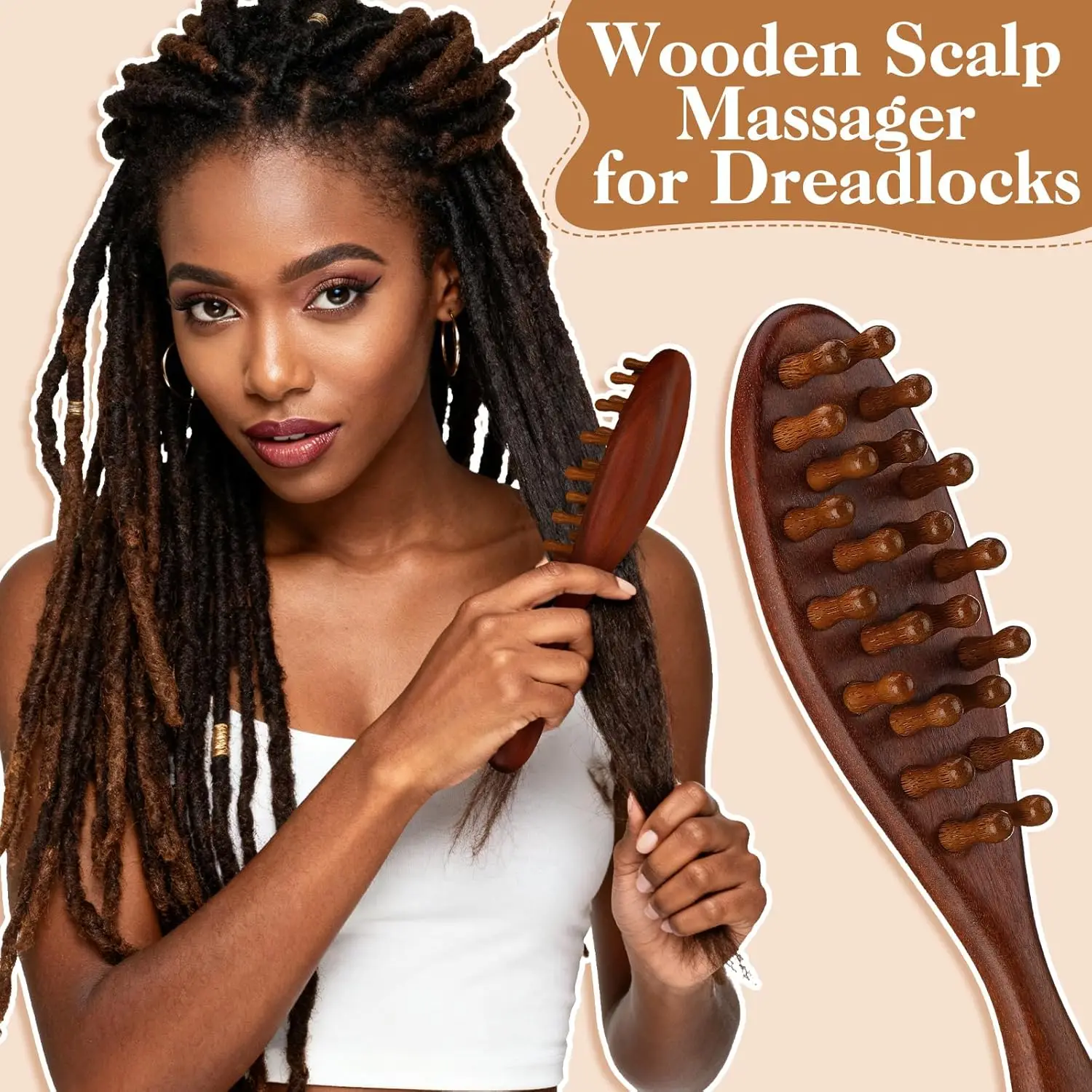 Multi-Functional Wooden Therapy Massage Comb Scalp Head Massager Natural Sandalwood Hair Brush Guasha Scraping Body Massage Tool