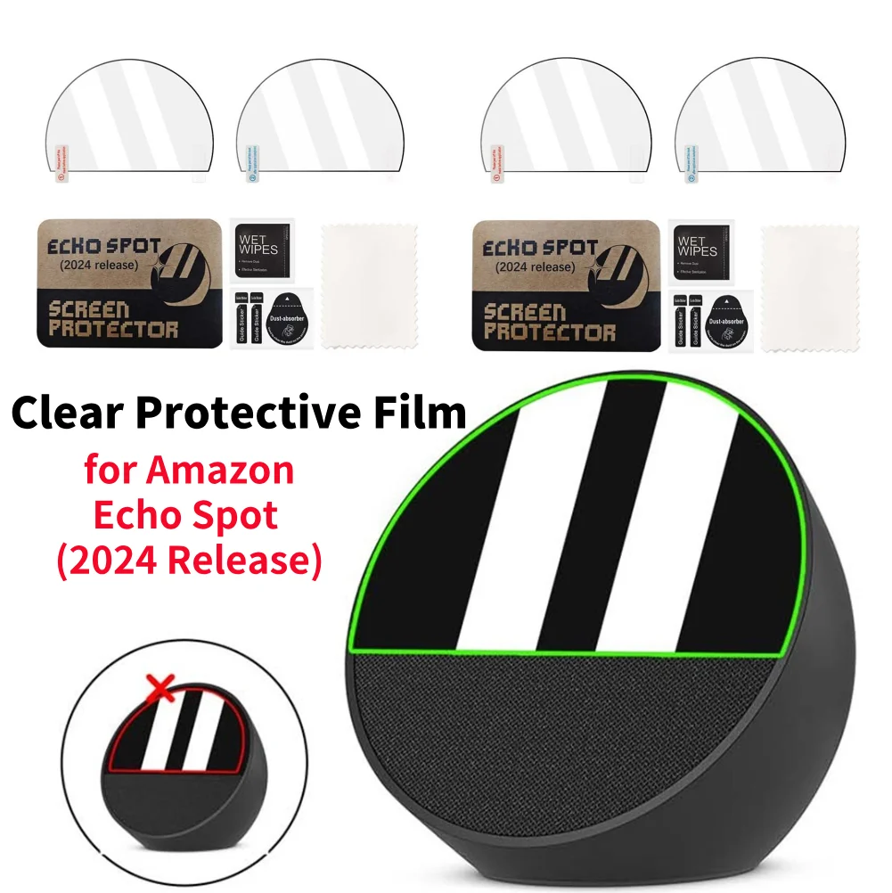 4/2PCS HD Screen Protector PET Clear Protective Film Anti-Scrach Protector Film for Amazon Echo Spot (2024 Release) Protector