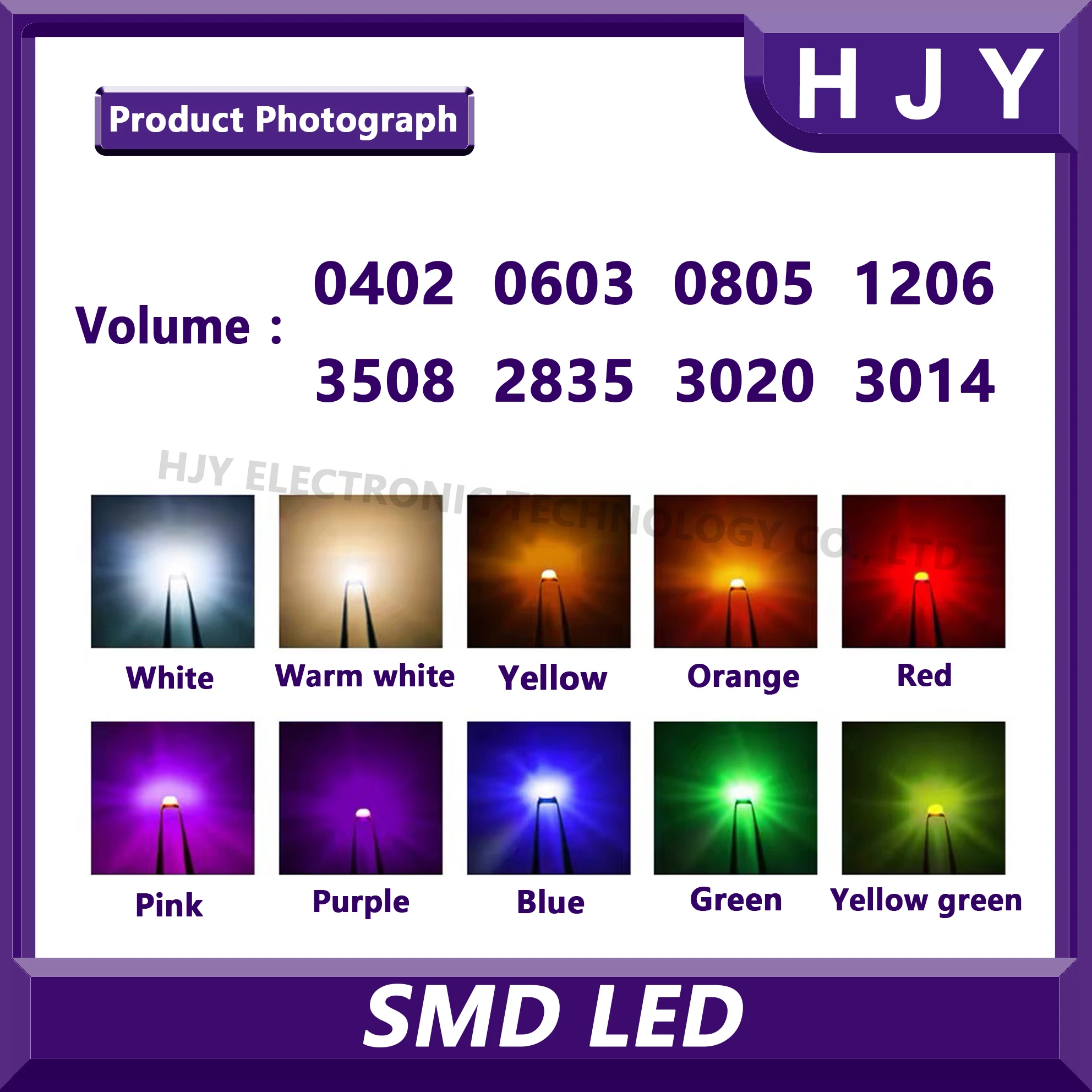 100pcs/lot 0603 1608 SMD LED White Red Blue Yellow Green Orange Pink Purple high quality LED KIT Light Emitting Diode