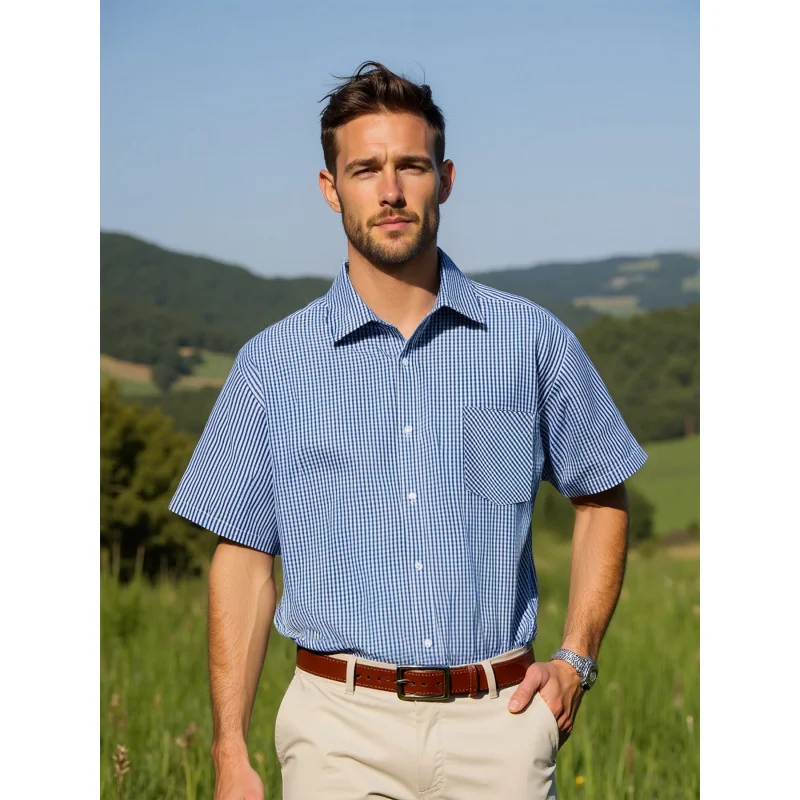 

2025Summer Hot Sale Trendy Business Casual Breathable Skin-friendly Single-breasted Short Sleeve Shirt