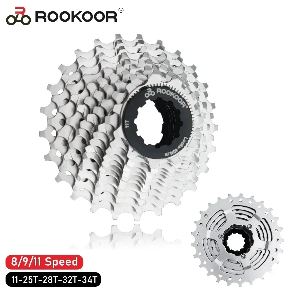 ROOKOOR 8/9/10/11 Speed Road Bike Velocidade 11-25T/28T/32T/34T Sprocket Bicycle Cassette Freewheel Roda Dentada