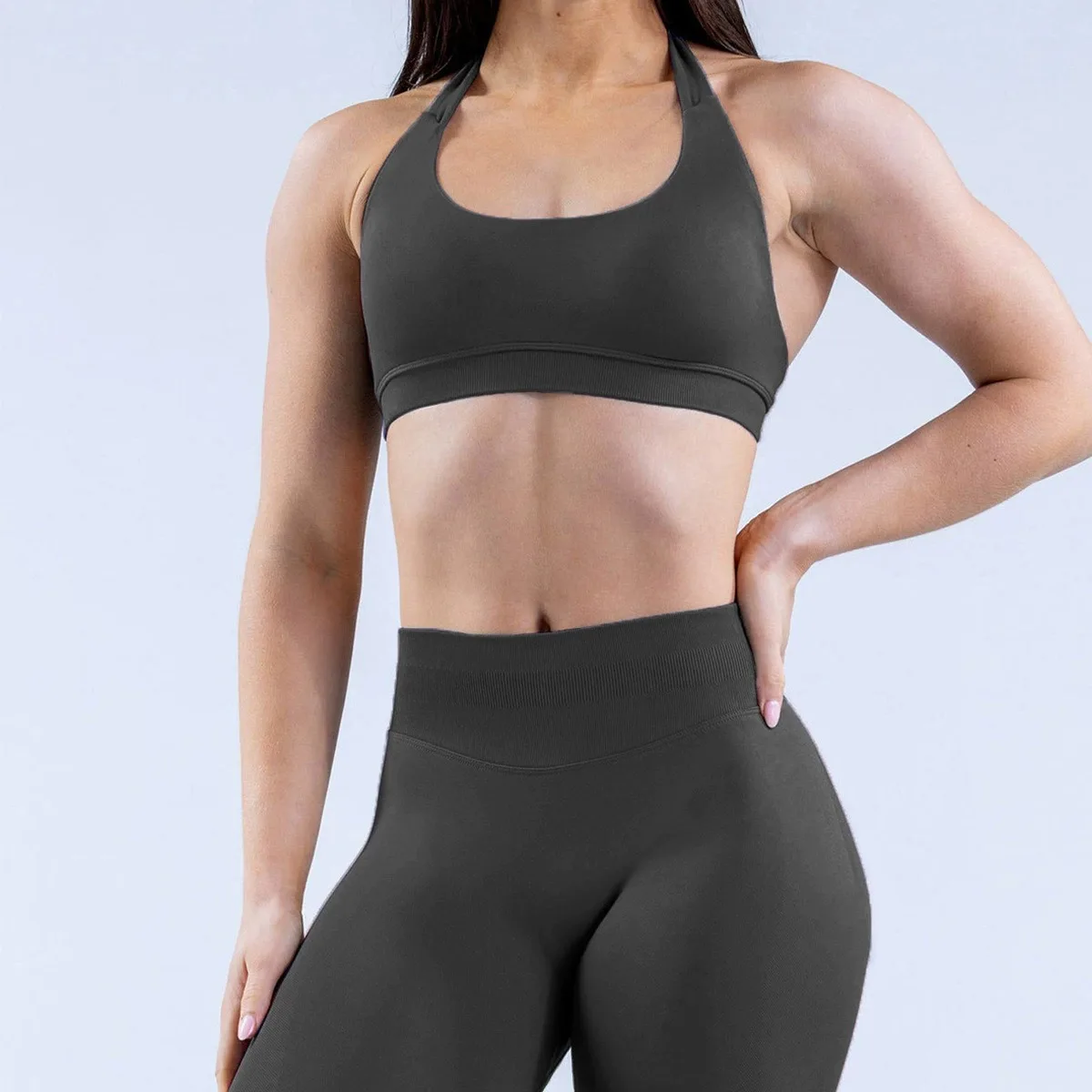 2026 Neuer Damen-Sport-BH mit Neckholder, atmungsaktives Yoga-Fitness-Tanktop, Krafttraining, einfarbiger Sport-BH