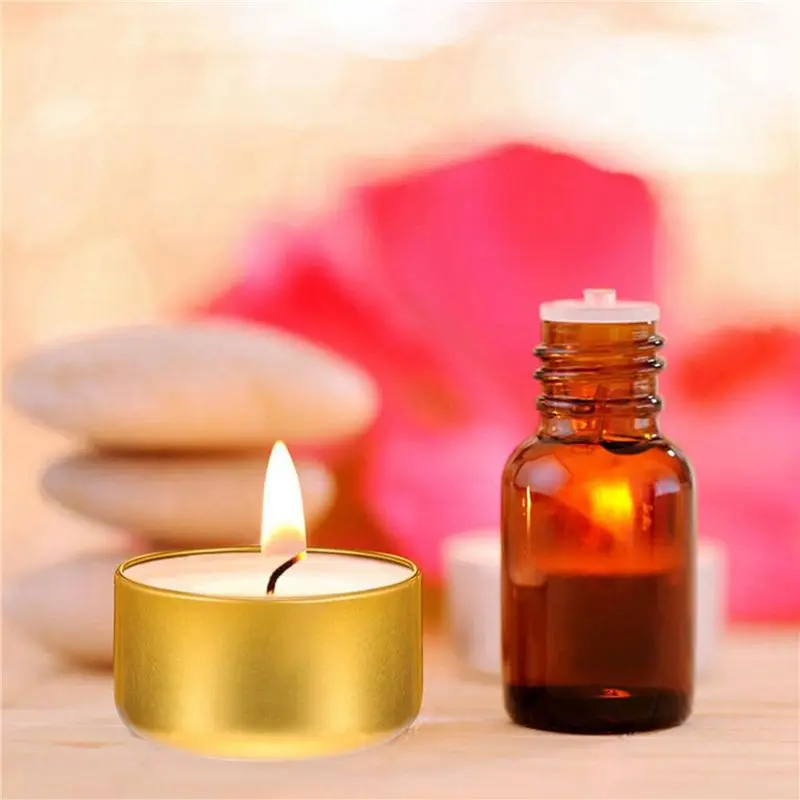 EYFL-48 Pcs Candle Jar Decorative Labels Empty Storage Tins Candle Tin Can Candlestick Holders Round Tin Containers, B