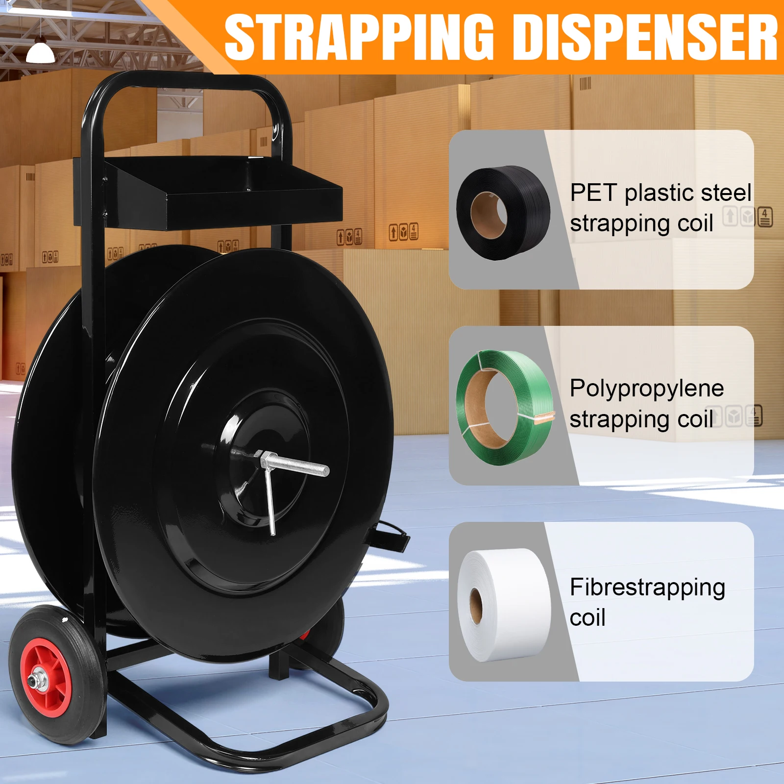 

Steel Strapping Coils Dispenser Multi-Purpose Fixing Strapping Belt Band Reusable Integrated Tool & Seal Tray